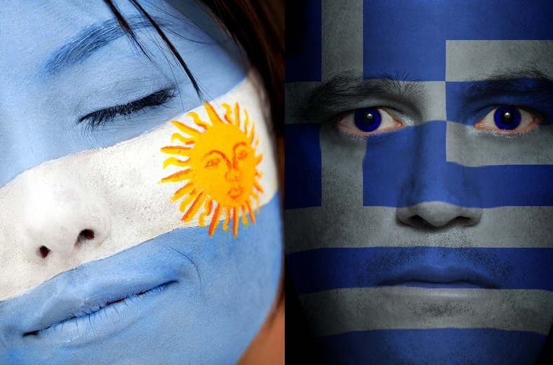 Flagi Grecji i Argentyny materiały Shutterstock