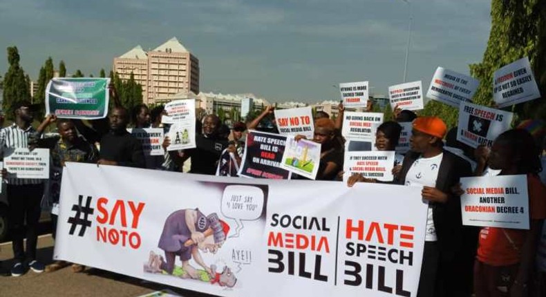 A protest against social media bill in 2019