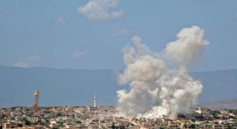 Hbeit, in the southern countryside of Idlib province, was one town hit by the bombing Friday