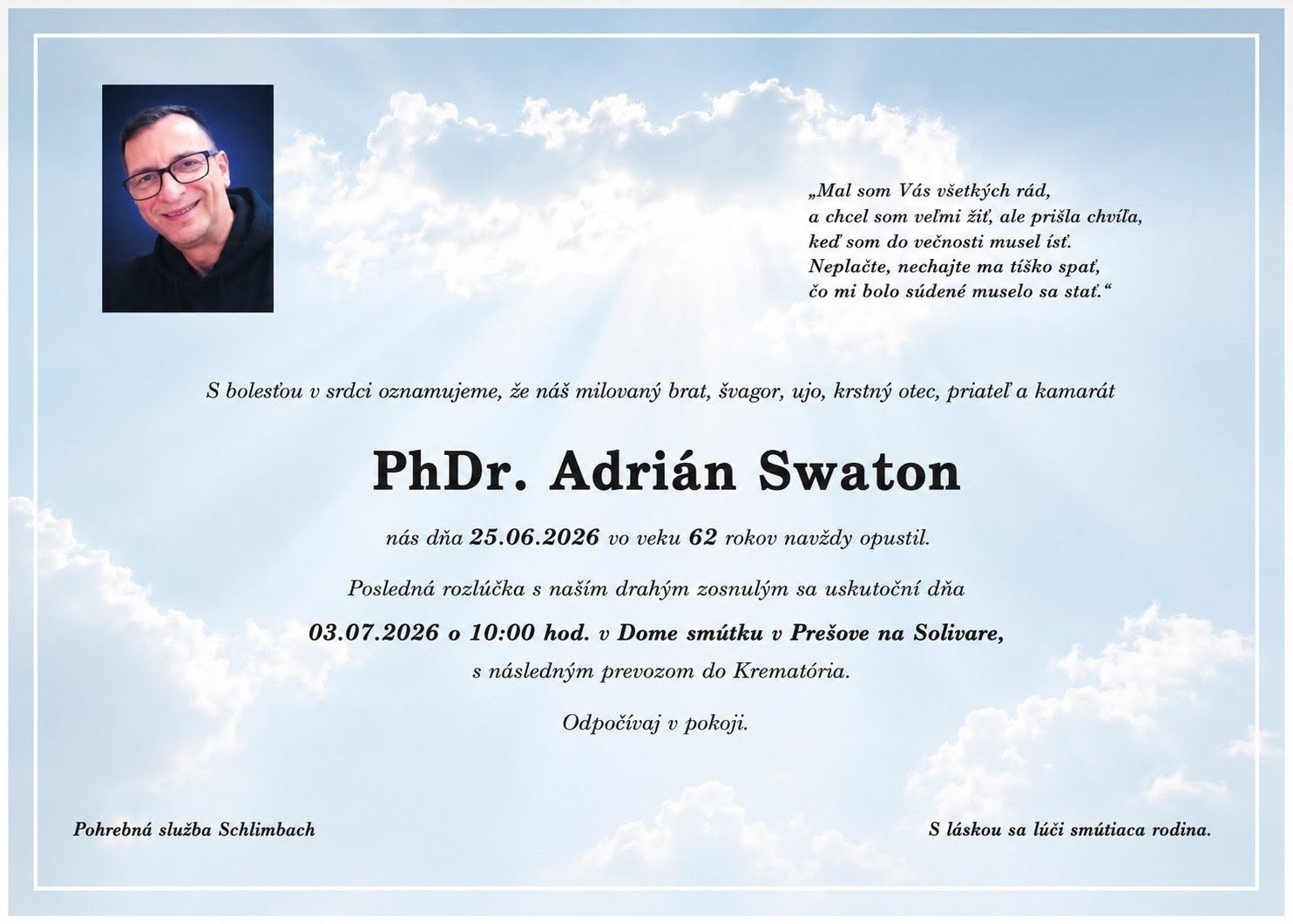 Adrián Swaton svoj boj prehral. 