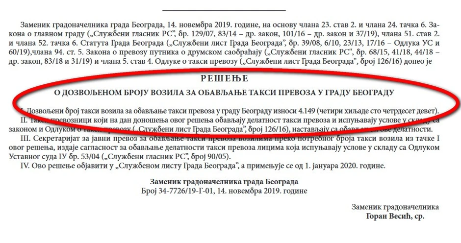 Odluka u Službenom glasniku