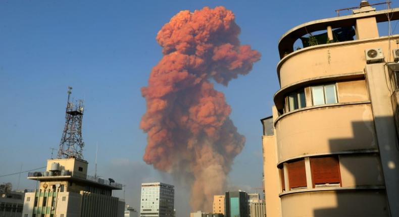 The blast in Beirut's port area sent a huge plume of smoke into the sky