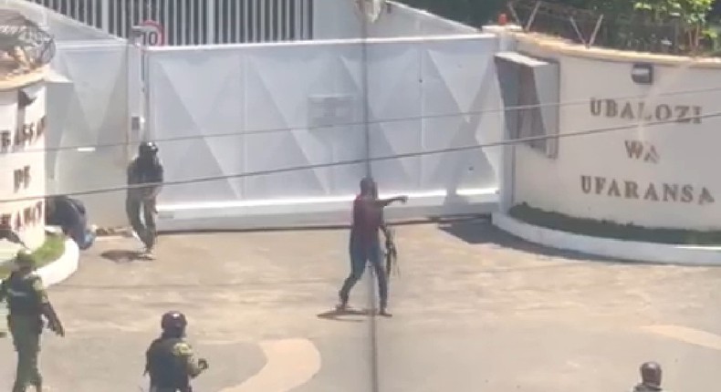  A gunman outside the French Embassy in Dar es Salaam