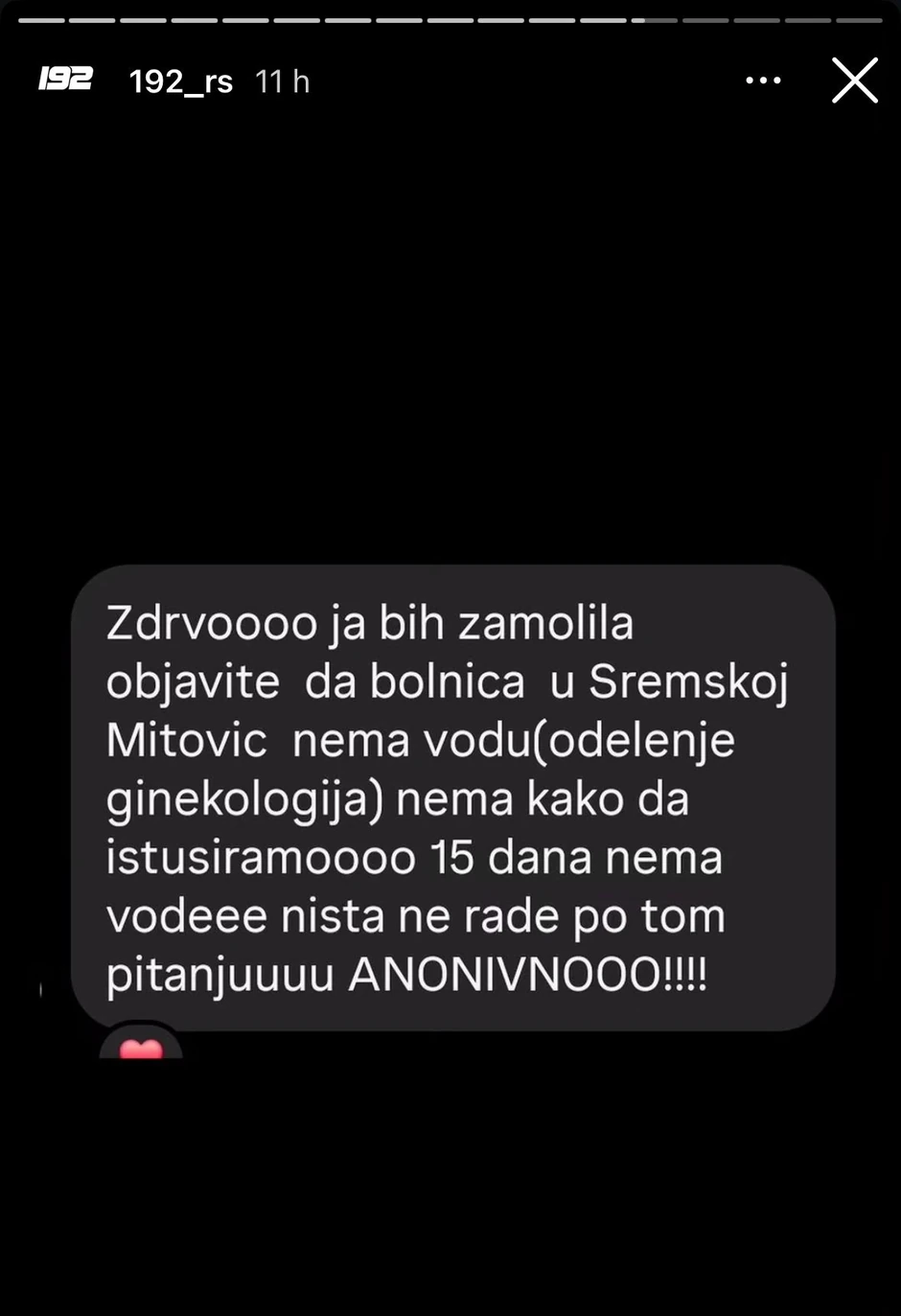 Opšta bolnica Sremska Mitrovica 15 dana bez vode