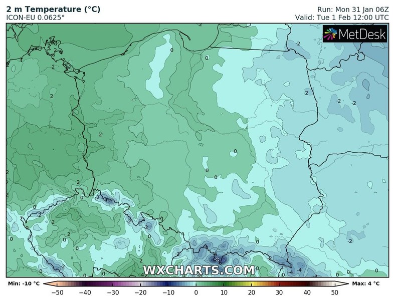 Na wschodzie temperatura nie przekroczy 0 st. C