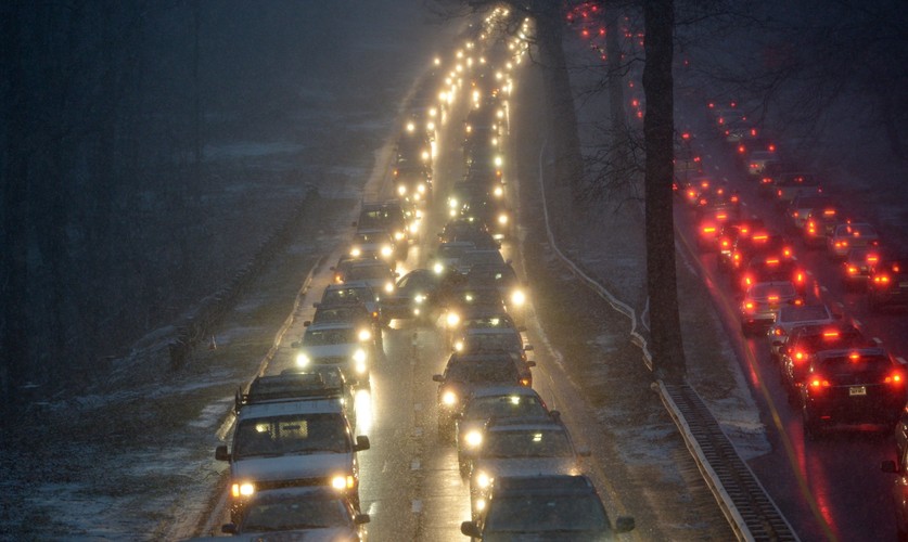 Korki na drodze w Norwalk, Connecticut, USA