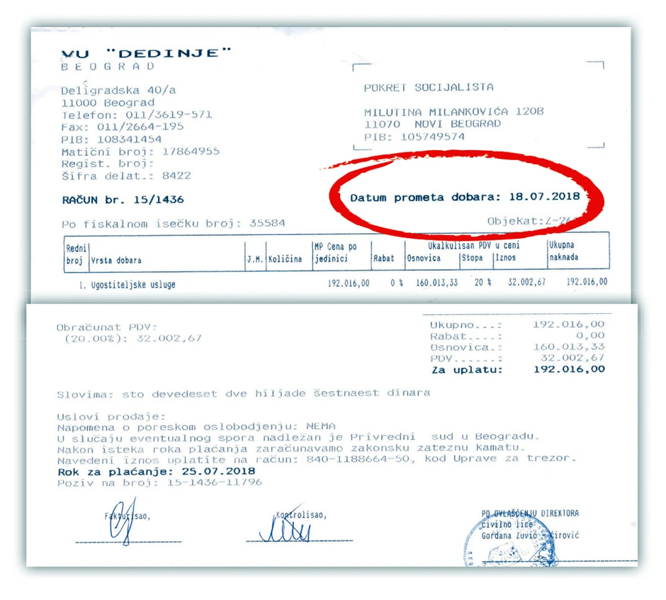 Faktura plaćena 18. jula, istog dana kada smo pitali za prolavu