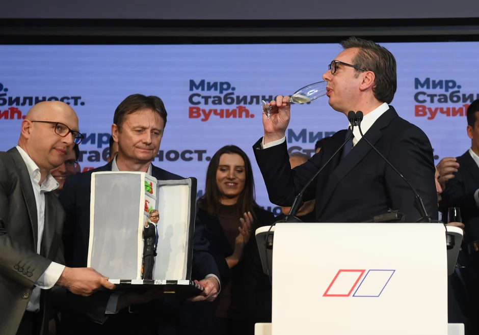 Aleksandar Vučić slavi nakon prvih preliminarnih rezultata izbora
