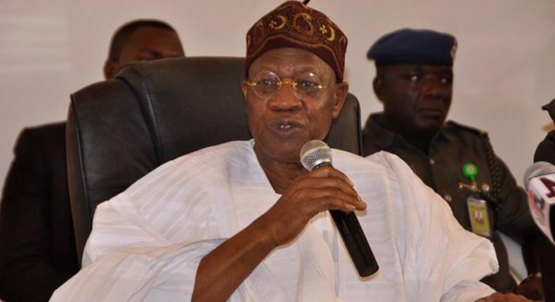 The Minister of Information and Culture, Alhaji Lai Mohammed at a press conference