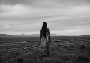 Usamljena žena na ostrvu - ilustracija