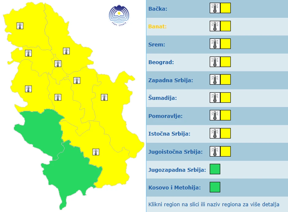 Meteoalarm za sutra