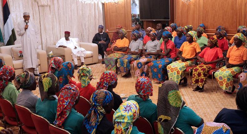 Buhari with released Chibok Girls