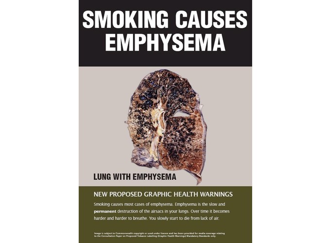 Plakietka ostrzegająca przed chorobami płuc (rozedma)