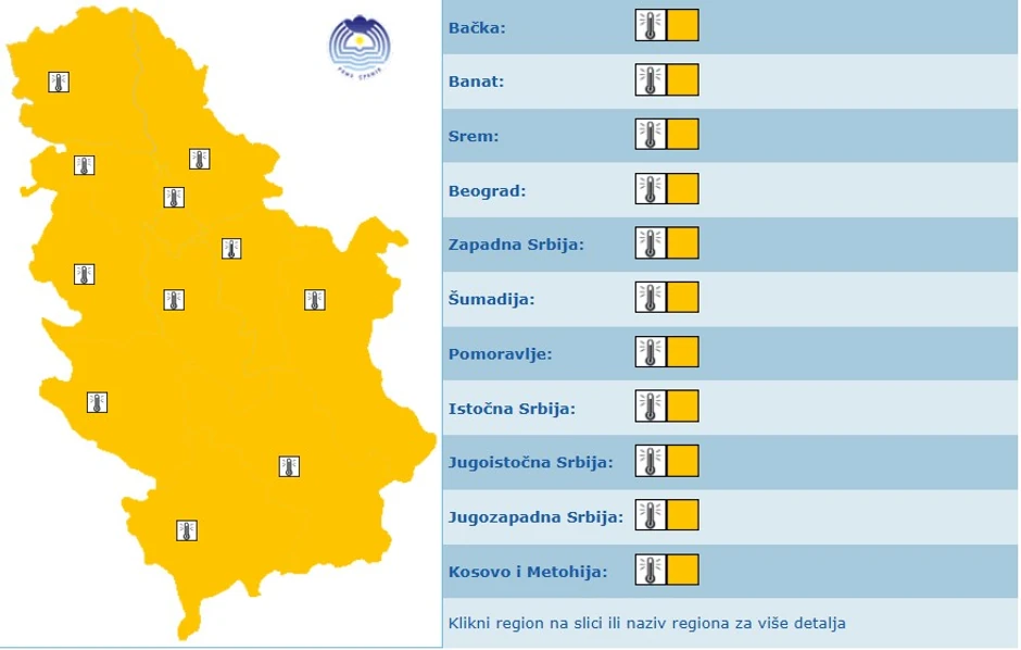 Meteoalarm za petak