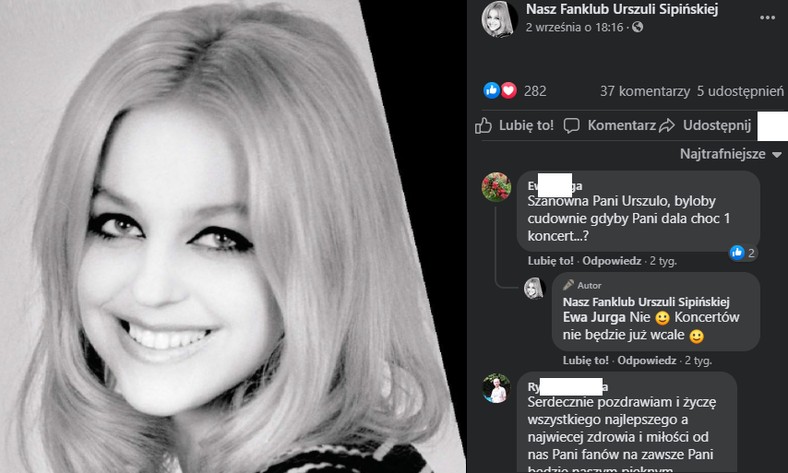 Urszula Sipińska na Facebooku