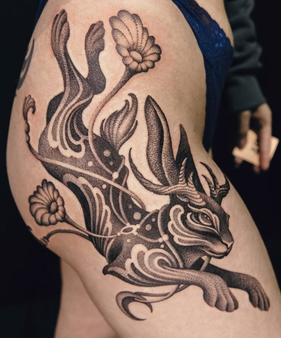 II miejsce – Graficzny Świeży – Konrad, "Wolf Town Tattoo Collective", Bratysława, Słowacja 