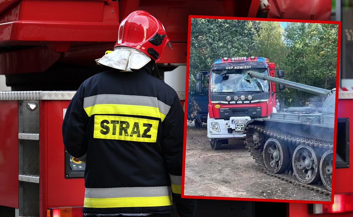 Czołg lufą przebił wóz strażacki