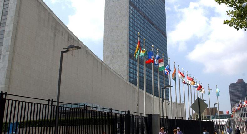 This July 27, 2007 file photo shows the United Nations Headquarters building in New York. Two Myanmar citizens have been arrested on charges alleging that they conspired to oust Myanmar's ambassador to the United Nations by injuring or killing him. U.S. Attorney Audrey Strauss said in a release on Friday, Aug. 6, 2021 that Phyo Hein Htut and Ye Hein Zaw plotted to seriously injure or kill Kyaw Moe Tun in an attack that was to take place in Westchester County.
