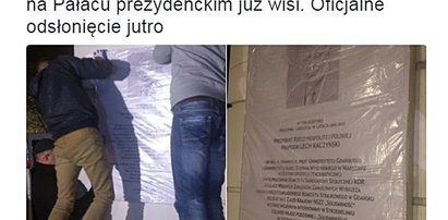 PiS montował w nocy pomnik ku czci prezydenta