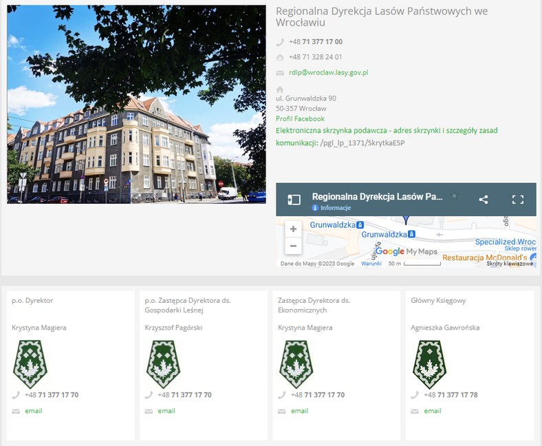 Regionalna Dyrekcja Lasów Państwowych we Wrocławiu (Fot. Screenshot/wroclaw.lasy.gov.pl)