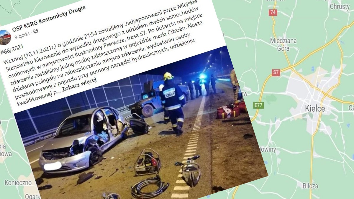 Wypadek na S7. Kobieta jechała trasą ekspresową pod prąd