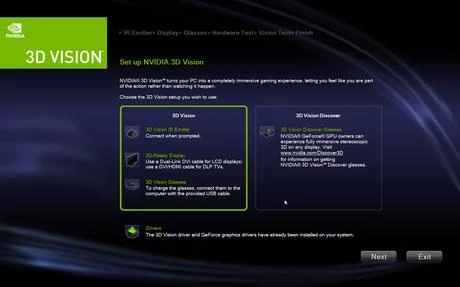 Konfiguracja systemu NVIDIA 3D Vision – kolejne kroki