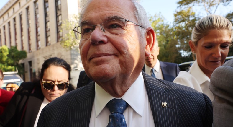 Sen. Bob Menendez and his wife Nadine Menendez arrive at a Manhattan court after they were indicted on bribery charges.Spencer Platt/Getty Images)