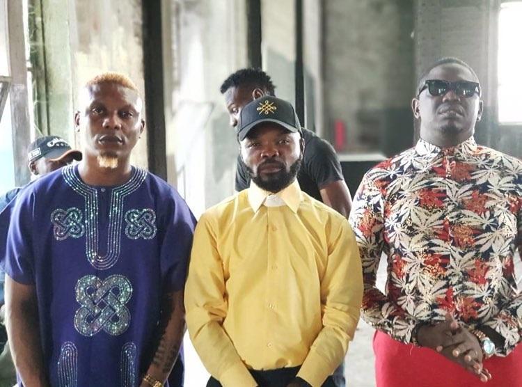 Reminisce, Nedu and IllBliss on the set of 'King Of Boys' 