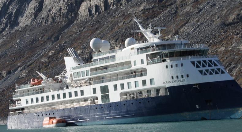 Ocean Explorer was carrying 206 passengers when it ran aground and got stuck in Greenland on Monday.SIRIUS/Arctic Command