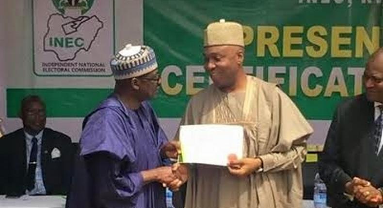 Senator Bukola Saraki receives certificate of return