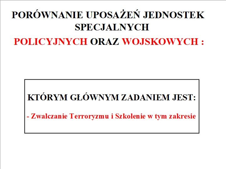 Zestawienie przygotowane przez antyterrorystów 