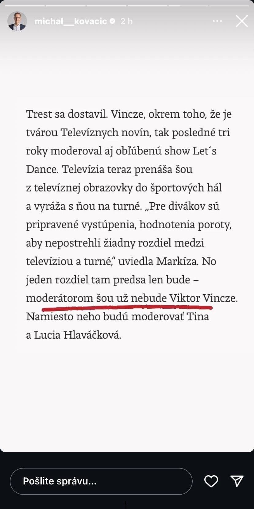 Kovačič reagoval na stopku pre Vinczeho.