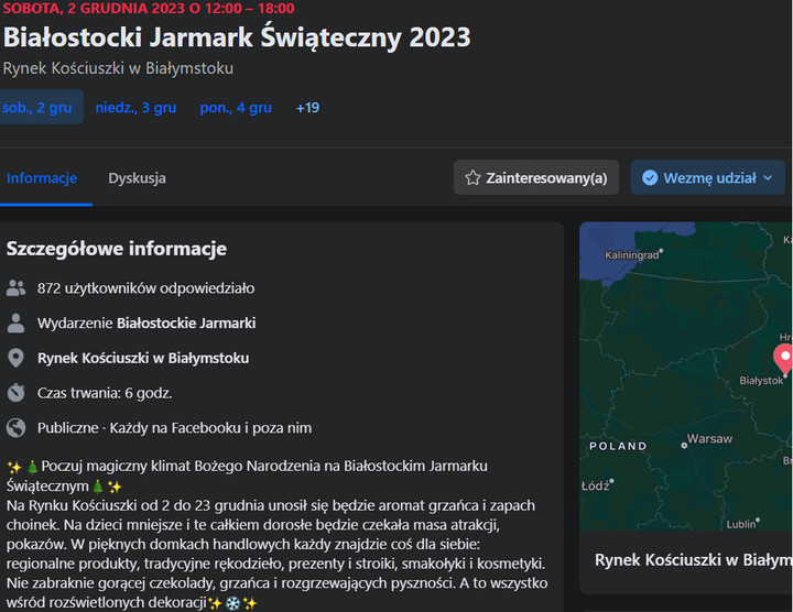 Opis Białostockiego Jarmarku Świątecznego 2023