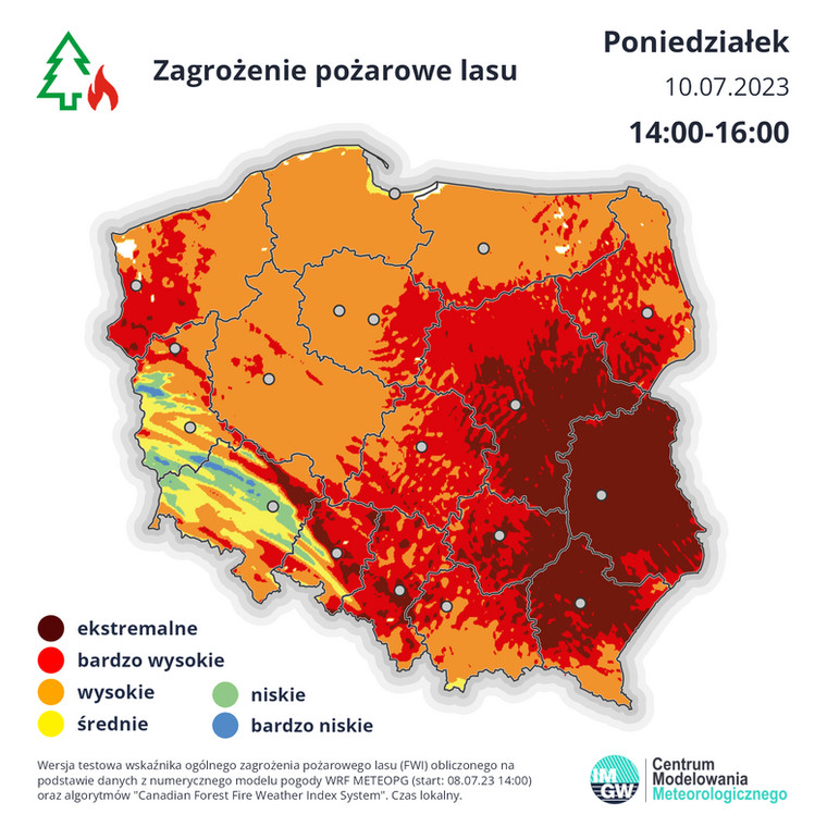 Sytuacja w lasach nie poprawi się również w poniedziałek