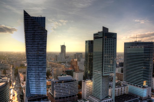 Warszawa panorama stolica wieżowce biurowce drapacze chmur Śródmieście centrum