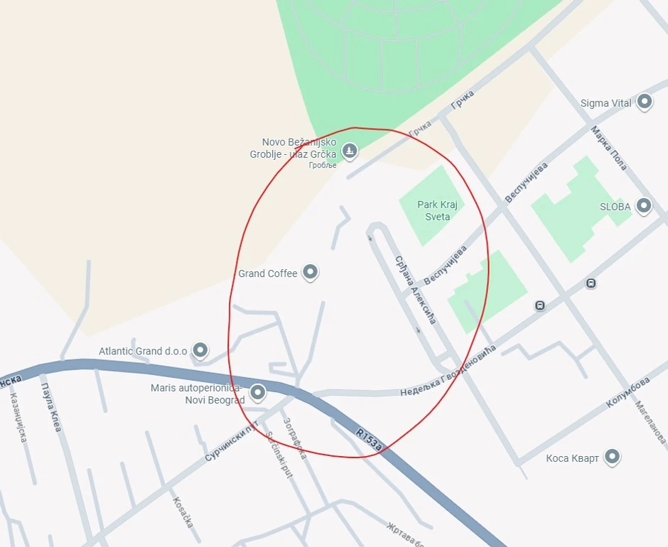 Mesto gde bi trebalo da budu spojene Grčka i Surčinska ulica