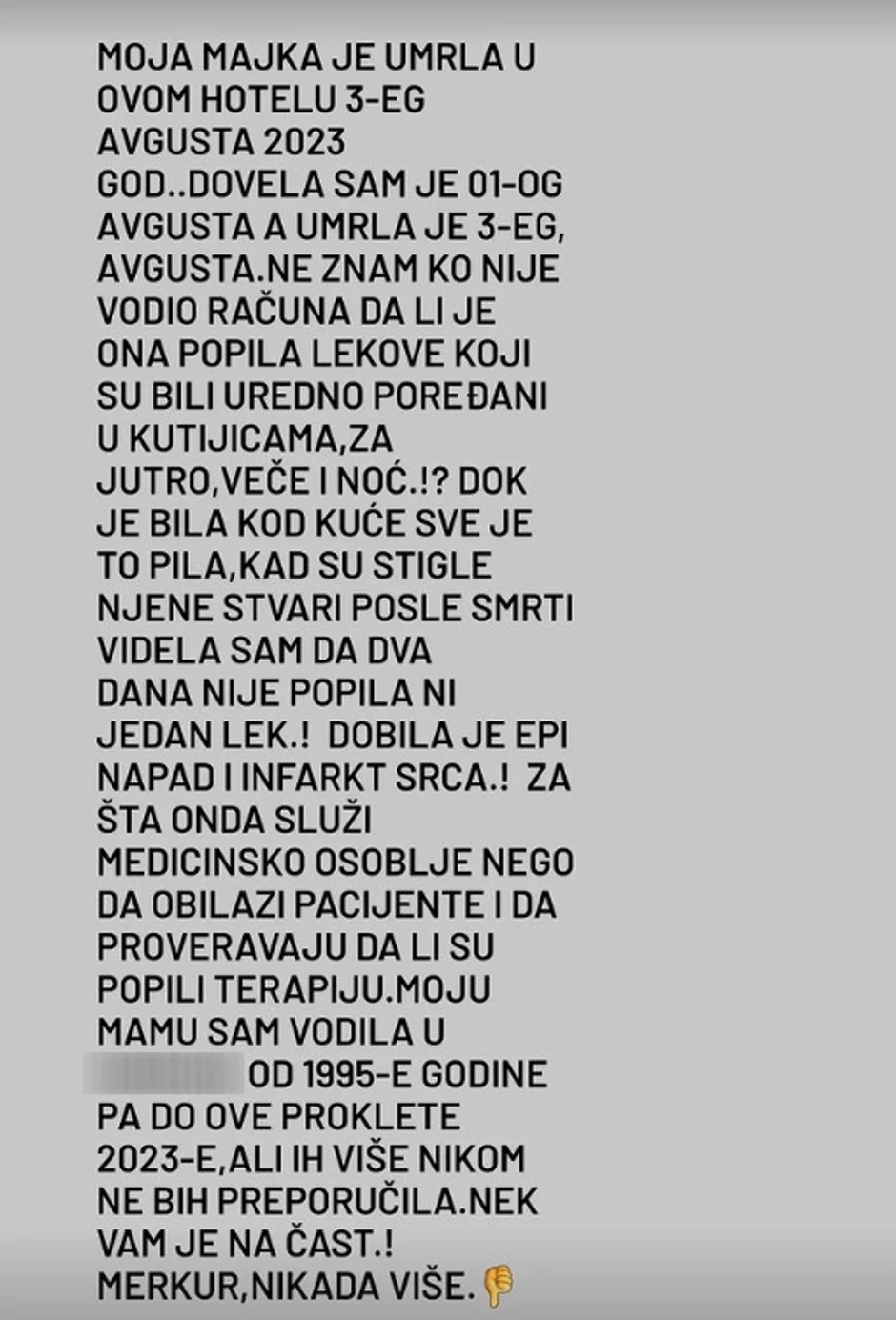 Tina Ivanović o smrti majke