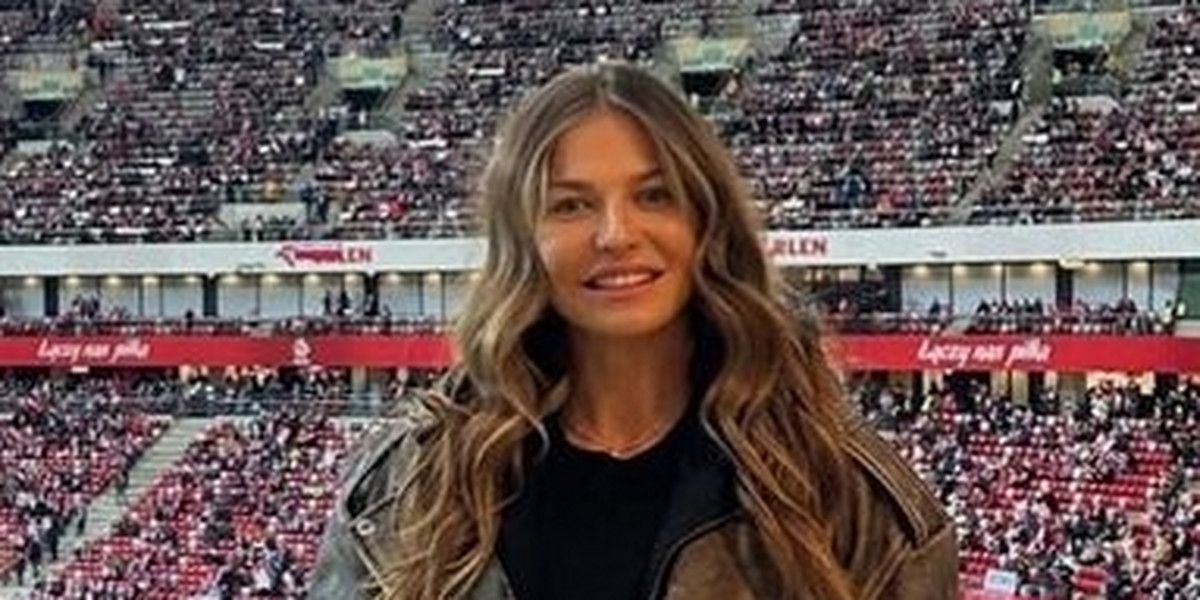 Anna Lewandowska na Stadionie Narodowym.