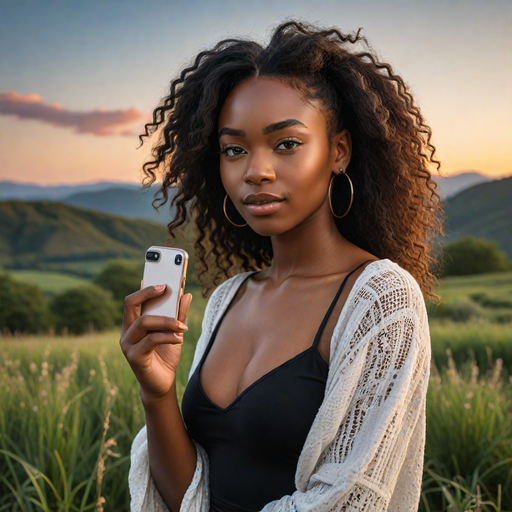 An AI-generated image of a beautiful lady taking photos (Source- Hotpot.ai)