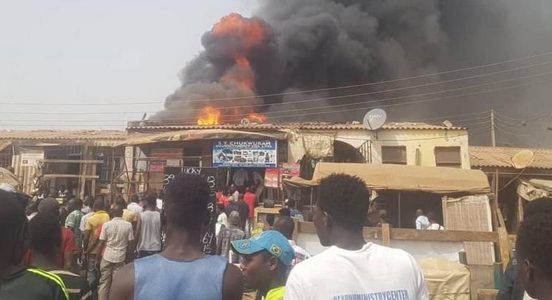 Fire guts warehouse, destroys over N50m goods in Aba/Illustration (Punch)