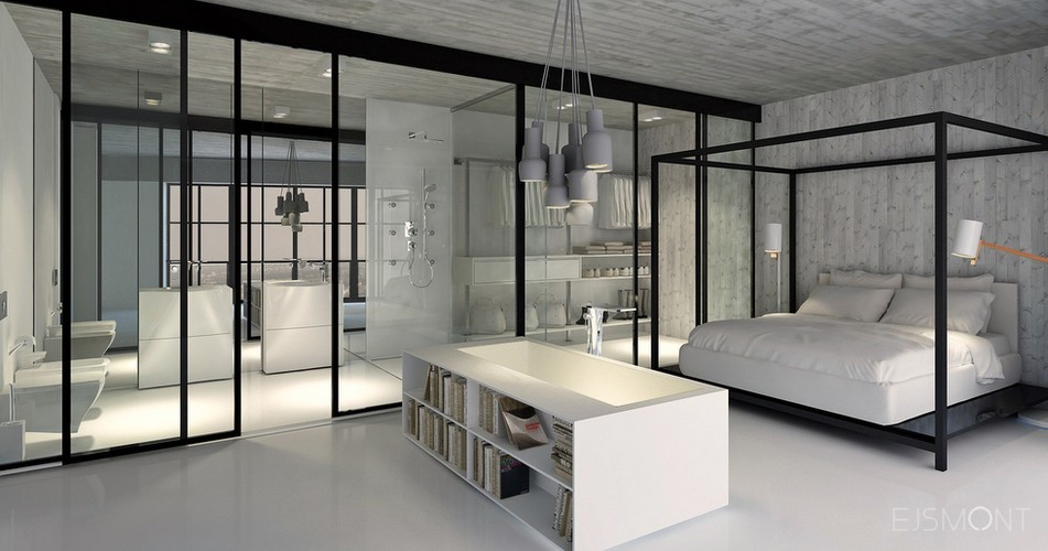 Loft: biel i drewno - projekt Ejsmont