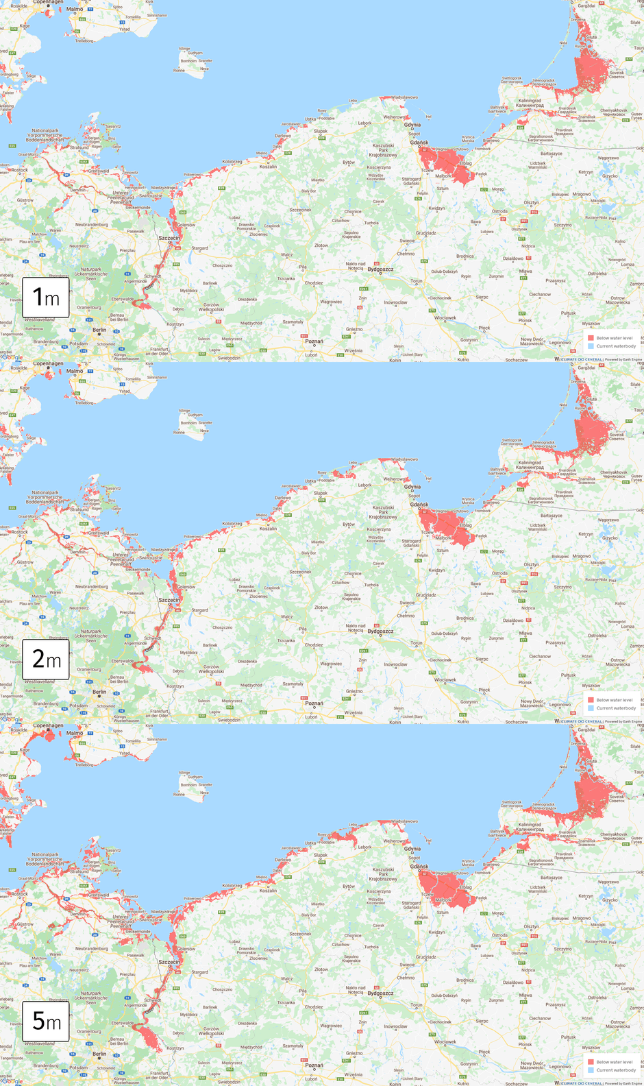 Tak wyglądałoby polskie Wybrzeże przy podniesionym Morzu 