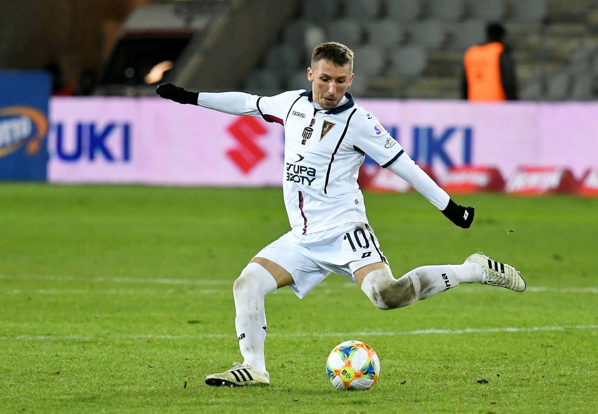 Kielce, 22.02.2019. Radosław Majewski z Pogoni Szczecin w meczu piłkarskiej Ekstraklasy z Koroną Kielce, 22 bm. (pp/dw) PAP/Piotr Polak