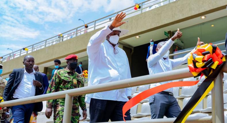 President Yoweri Museveni and business dynamo Hamis Kiggundu, aka Ham, were all smiles at the unveiling of the revamped Nakivubo Stadium