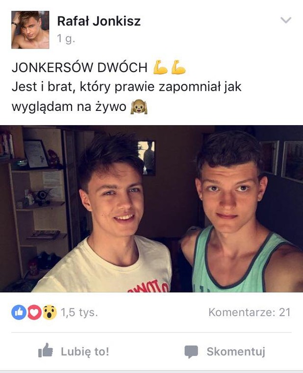 Post z Facebooka Rafała Jonkisza