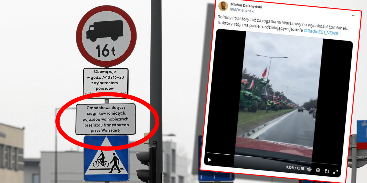 Rolnicy nie mogą zgodnie z prawem wjechać traktorami do centrum Warszawy