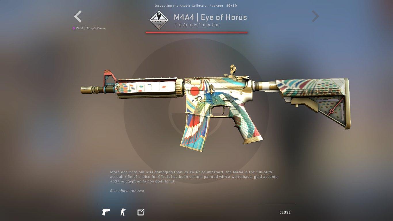 M4A4 Eye of Horus má v prípade nepoškodeného stavu hodnotu viac ako tisíc eur.