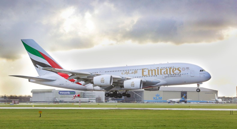 An Emirates Airbus A380.Nicolas Economou/NurPhoto via Getty Images