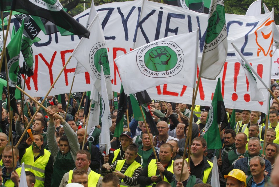 KATOWICE PROTEST GÓRNICZYCH ZWIĄZKÓW ZAWODOWYCH (manifestacja górniczych związkowców)