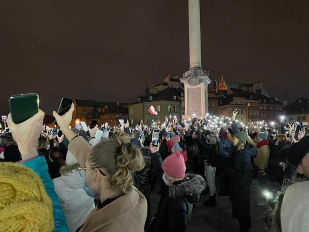 Światła na Placu Zamkowym w Warszawie